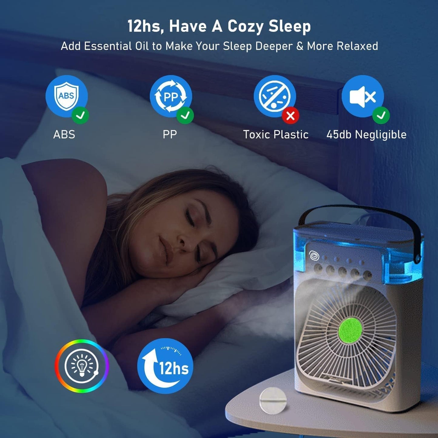 MistAir: 3-in-1 portable mini Air cooler Fan, with 5 humidification/ mist vents